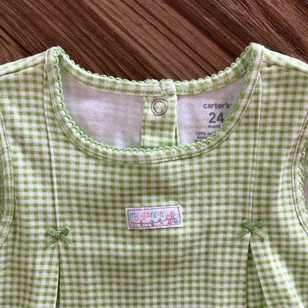Green Gingham Romper by Carters